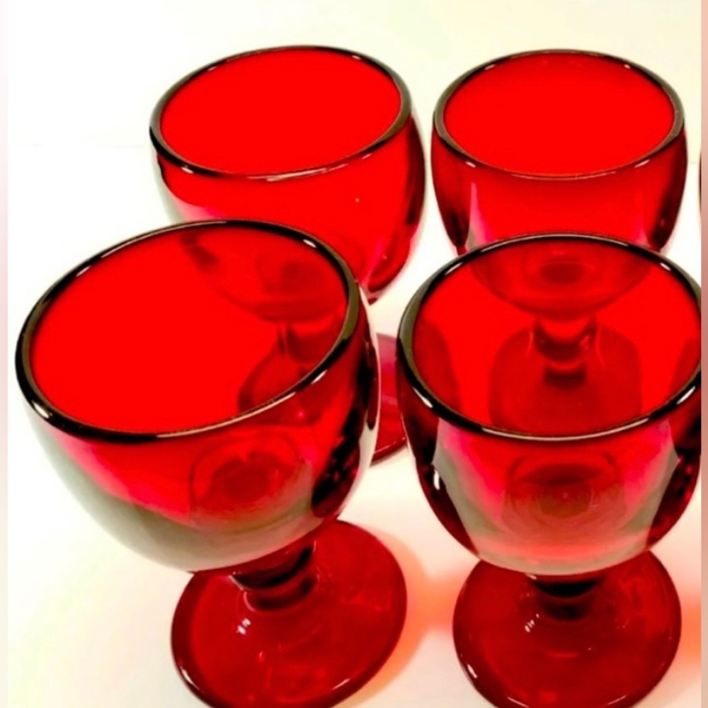 Imperial Hoffman House Vng Ruby Red  Glass . 4. Goblets . 4.1/2 " Water-…